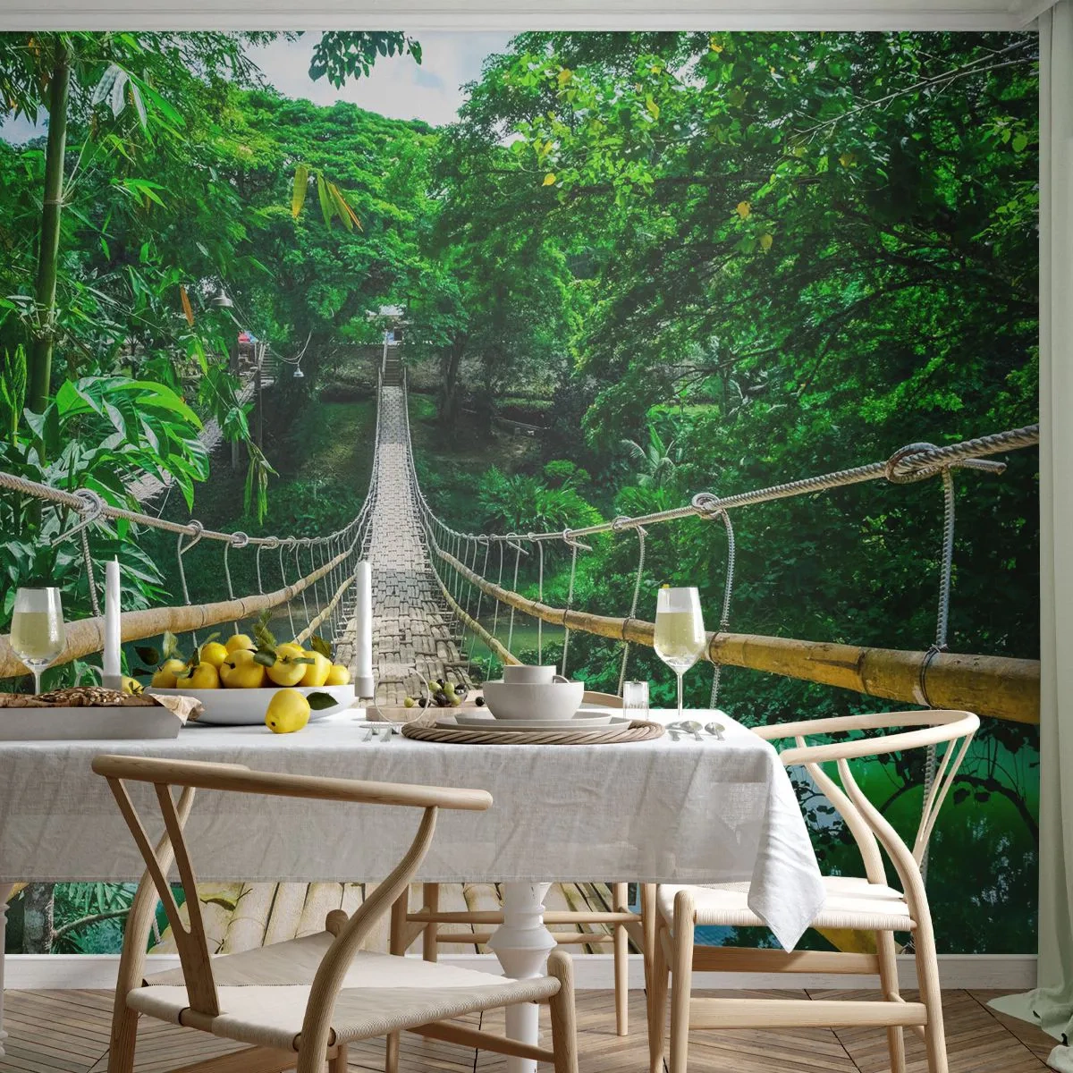 Papier Peint Autocollant Deluxe Sticker - Pont de singe en pleine nature - Paysage, Jungle, Philippines - 150x105 cm