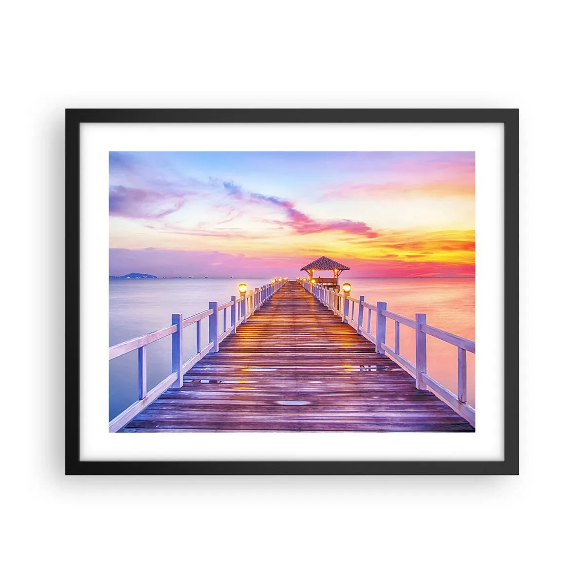 Affiche dans un cadre noir - Poster - Le silence lilas-doré du soir - 50x40 cm