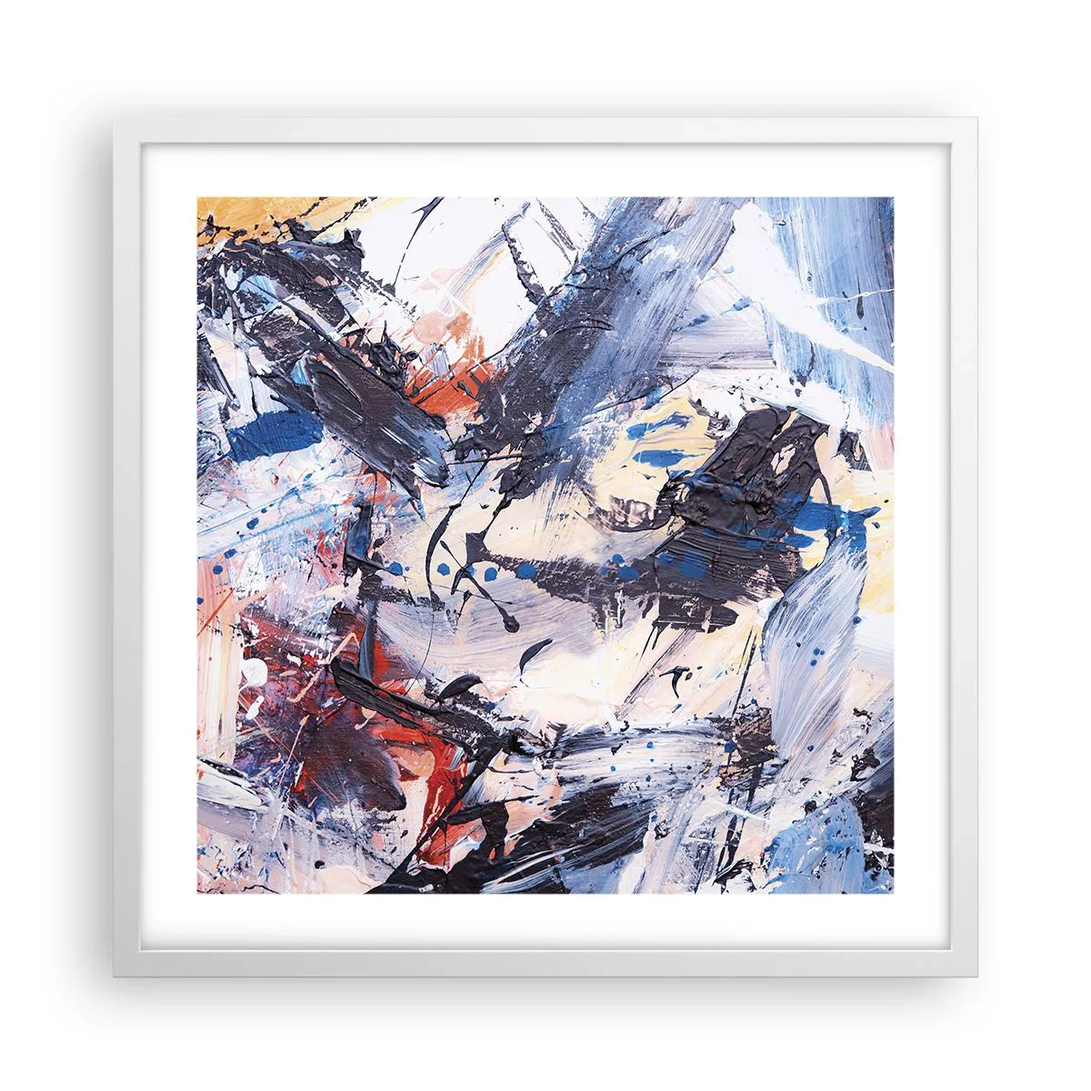 Affiche dans un cadre blanc - Poster - La danse folle de l'abstrait - 50x50 cm
