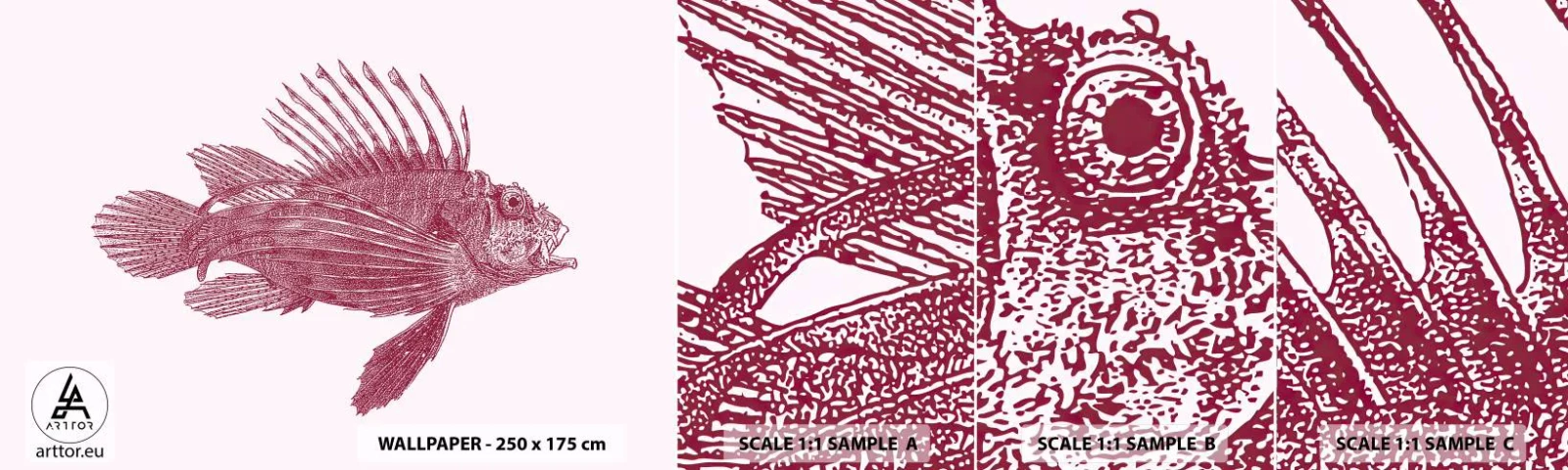 Échantillon de Papier Peint Autocollant Deluxe Sticker - Un habitant des eaux exotiques - Poisson, Poisson-lion, Tropical - 100x30 cm