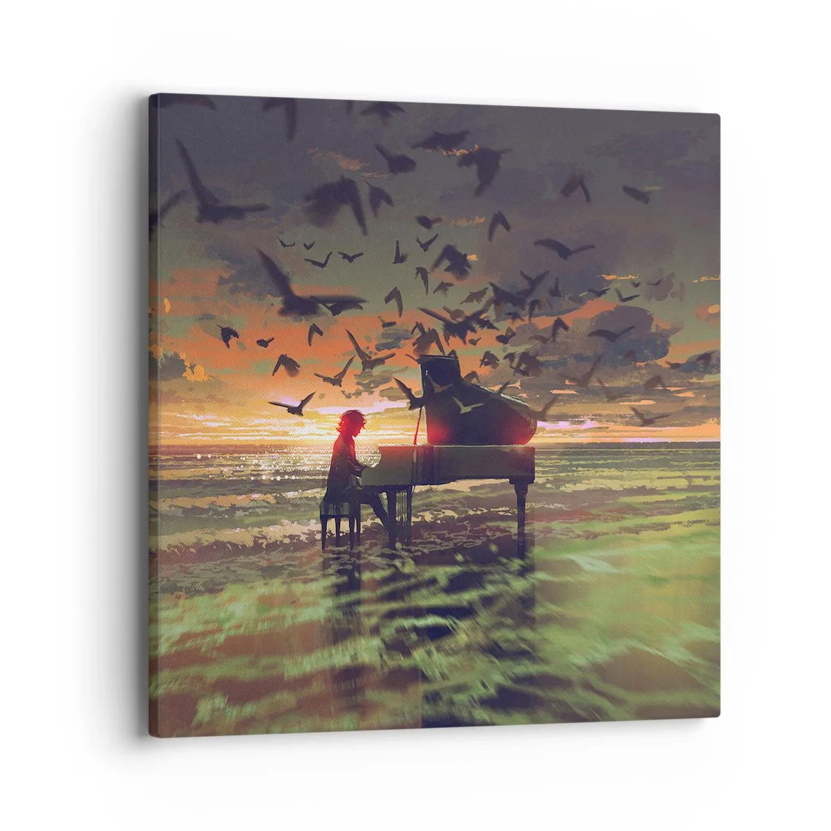 Impression sur toile - Image sur toile - Concert pour piano et vagues - 40x40 cm