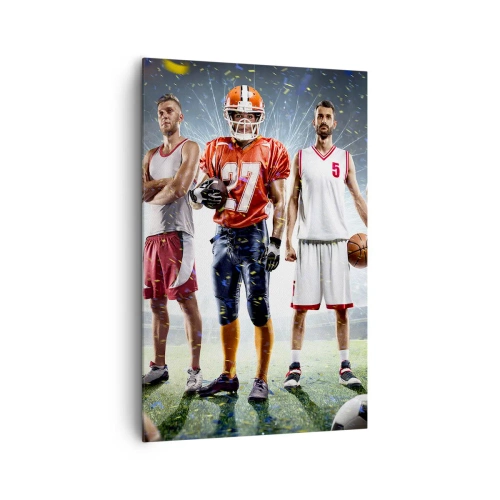 Impression sur toile - Image sur toile - Une scène dynamique d'athlètes de diverses disciplines dans le stade sous les projecteurs - 80x120cm - Gladiateurs des champs - Décoration murale moderne pour le salon et la chambre ARTTOR