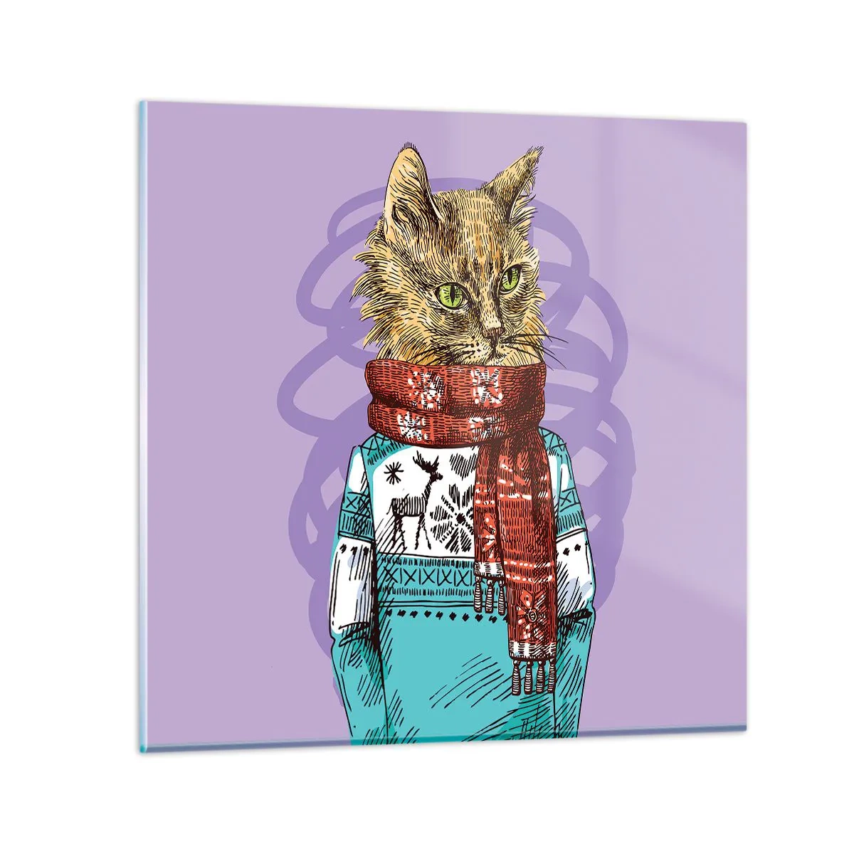 Impression sur verre - Image sur verre - Le chat, pas uniquement dans les chaussures - 60x60 cm