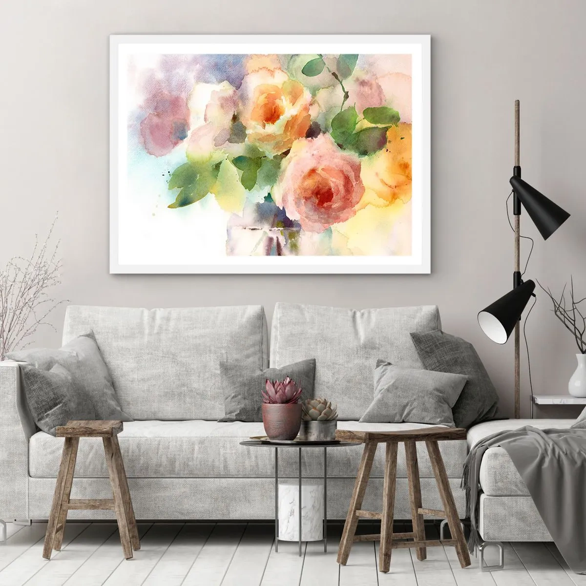 Affiche dans un cadre blanc - Poster - Délicat comme l'aquarelle - 40x30 cm