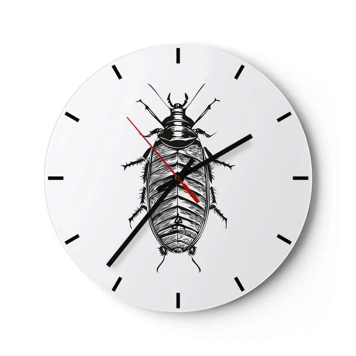 Horloge murale - Pendule murale - Un graphique d'un insecte dans le style d'une gravure sur fond blanc - 30x30cm - Quel spécimen! - Décoration murale moderne pour le salon, la cuisine et la chambre ARTTOR