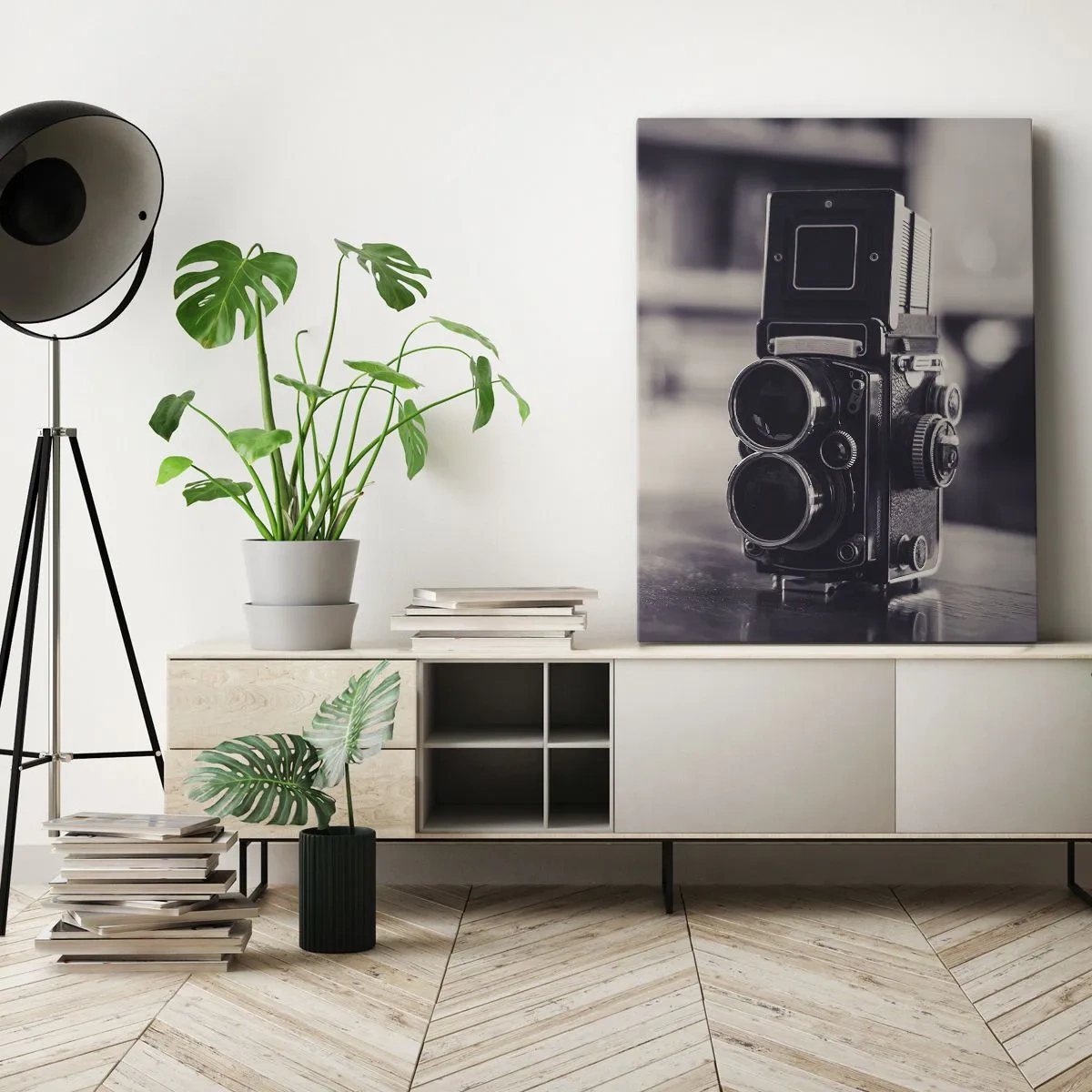 Impression sur toile - Image sur toile - Appareil photo ancien en noir et blanc - 50x70cm - La magie de la photographie ancienne - Décoration murale moderne pour le salon et la chambre ARTTOR