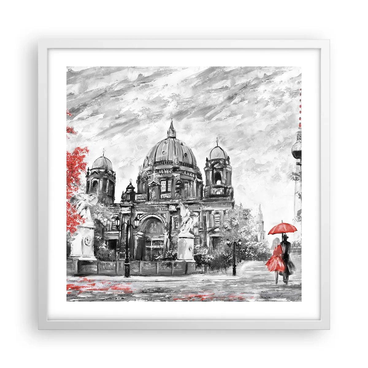 Affiche dans un cadre blanc - Poster - Rencontre berlinoise - 50x50 cm