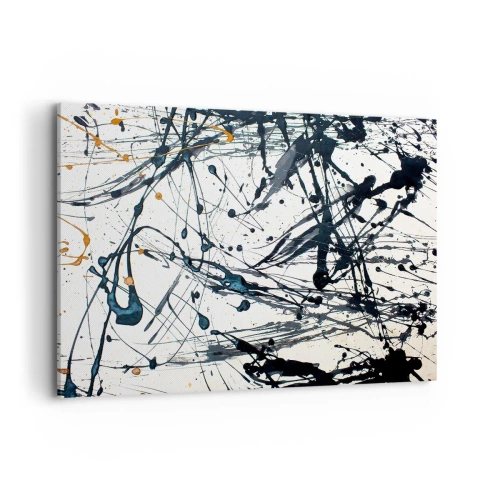 Impression sur toile - Image sur toile - Une peinture abstraite avec des éclaboussures de peinture dans des motifs dynamiques. - 120x80cm - Abstraction expressionniste - Décoration murale moderne pour le salon et la chambre ARTTOR