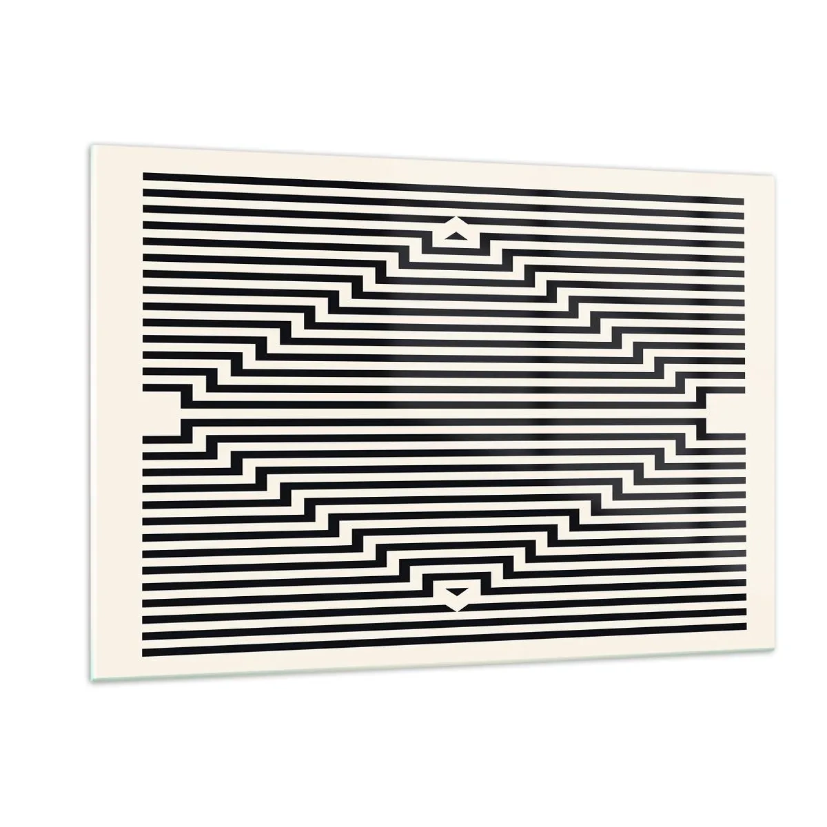Impression sur verre - Image sur verre - Un motif fascinant de lignes noires et blanches créant une illusion - 120x80cm - Illusion géométrique - Décoration murale moderne pour le salon et la chambre ARTTOR