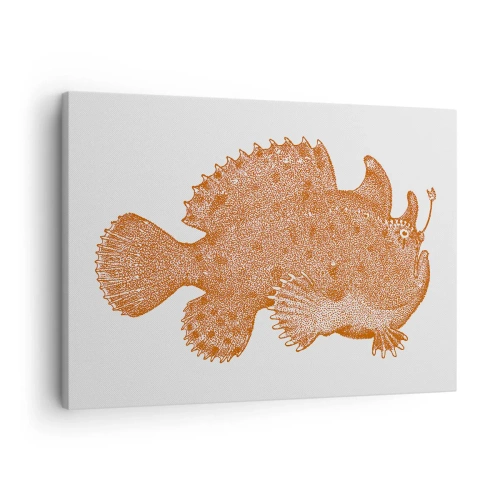 Impression sur toile - Image sur toile - Dessin détaillé d'un poisson cuivré sur fond blanc - 70x50cm - Et pourtant un poisson - Décoration murale moderne pour le salon et la chambre ARTTOR