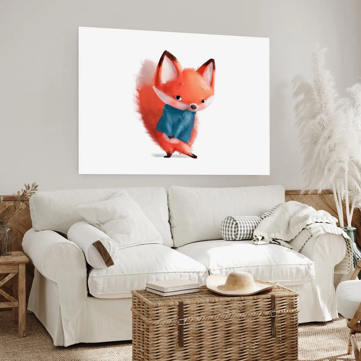 Affiche - Poster - Un renard mignon dans un costume bleu - 100x70cm - Est-ce que ça me va? - Décoration murale moderne pour le salon et la chambre ARTTOR