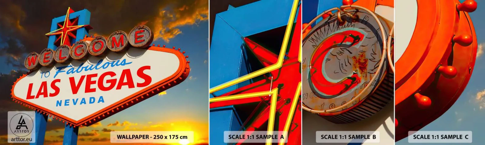 Échantillon De Papier Peint Standard Eco - Après un sourire du destin - Voyages, Las Vegas, Ville - 100x30 cm