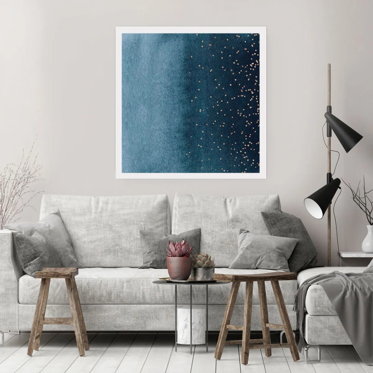 Affiche - Poster - Composition - phases bleues - 50x50 cm