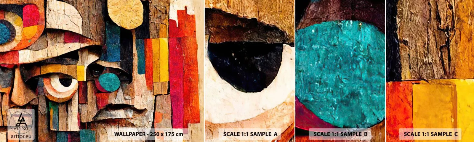 Échantillon de Papier Peint Autocollant Deluxe Sticker - Je te vois… - Abstraction, Bois, Sculpture - 100x30 cm