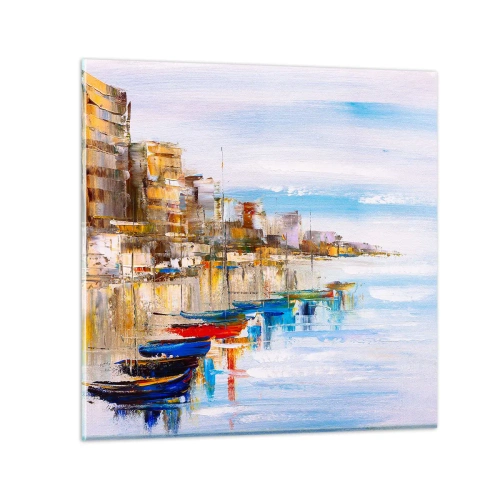 Impression sur verre - Image sur verre - Un havre urbain multicolore - 30x30 cm