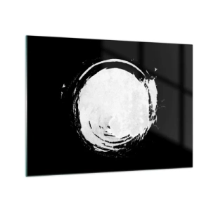 Impression sur verre - Image sur verre - Cercle abstrait blanc sur fond noir - 70x50cm - Belle sortie - Décoration murale moderne pour le salon et la chambre ARTTOR