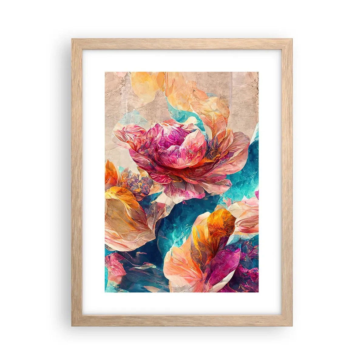 Affiche dans un chêne clair - Poster - Splendeur colorée du bouquet - 30x40 cm