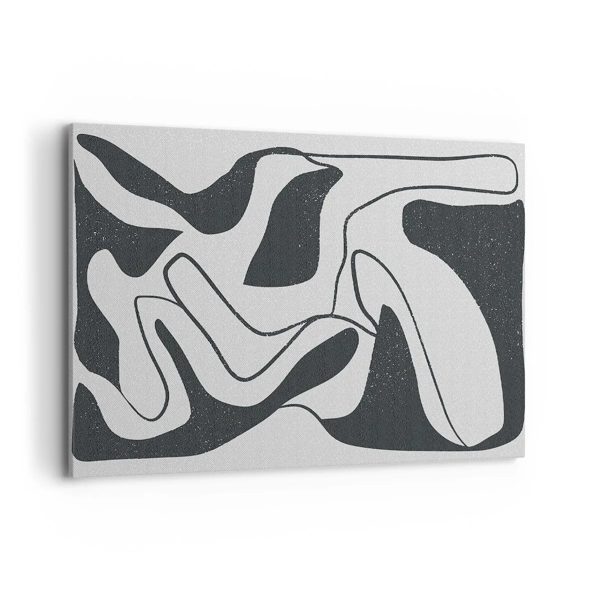 Impression sur toile - Image sur toile - Abstraction en noir et blanc avec des formes organiques - 100x70cm - Amusement de labyrinthe abstrait - Décoration murale moderne pour le salon et la chambre ARTTOR