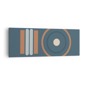 Impression sur toile - Image sur toile - Une composition géométrique avec des cercles et des rectangles aux couleurs sobres. - 140x50cm - Essence des choses - Décoration murale moderne pour le salon et la chambre ARTTOR