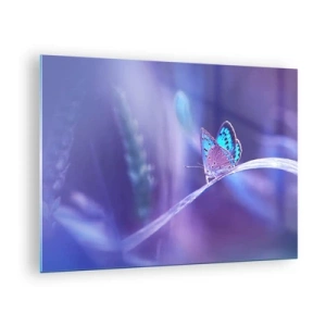 Impression sur verre - Image sur verre - Papillon sur fond de lumière violette - 70x50cm - Un joyau de la nature - Décoration murale moderne pour le salon et la chambre ARTTOR