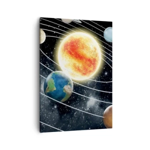 Impression sur toile - Image sur toile - Système solaire avec planètes et soleil dans l'espace - 50x70cm - Danse cosmique - Décoration murale moderne pour le salon et la chambre ARTTOR