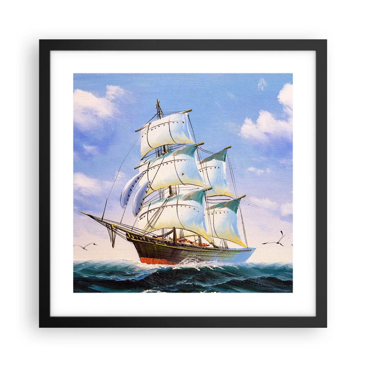 Affiche dans un cadre noir - Poster - Fièrement avec le vent - 40x40 cm