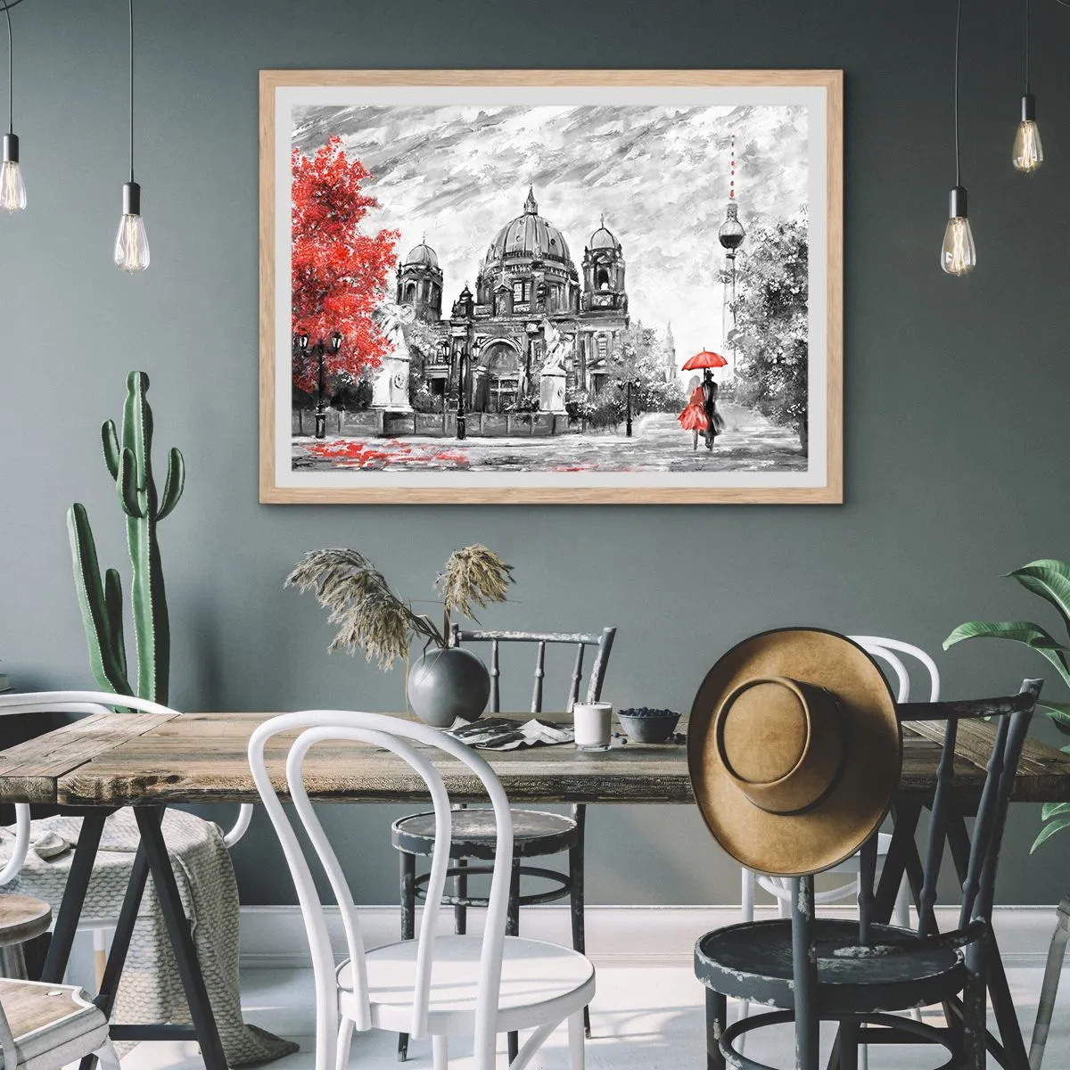 Affiche dans un chêne clair - Poster - Rencontre berlinoise - 50x40 cm
