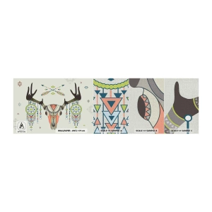 Échantillon de Papier Peint Premium Canvas - Trophée du chasseur indien - Abstraction, Cerf, Bohème - 100x30 cm