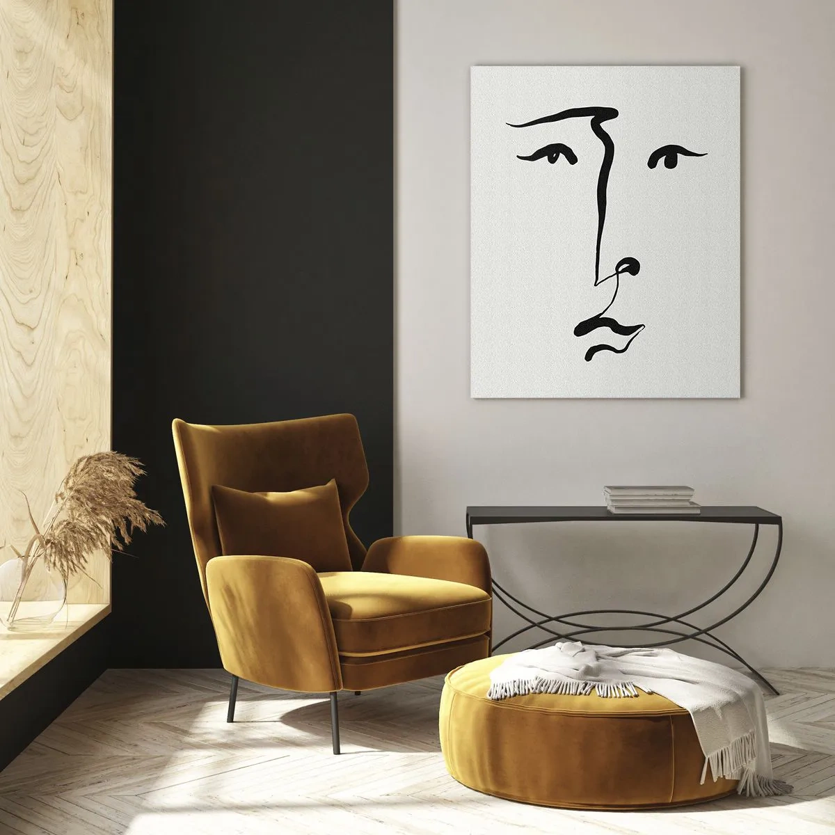 Impression sur verre - Image sur verre - Portrait avec une seule ligne - 80x120 cm