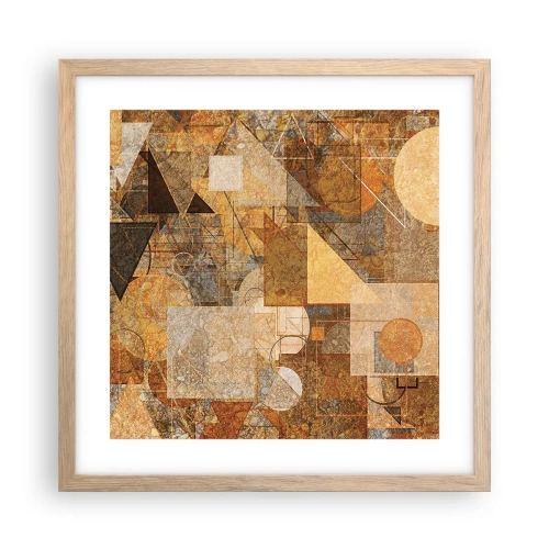 Affiche dans un chêne clair - Poster - Étude cubique de marron - 40x40 cm