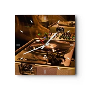 Horloge murale - Pendule murale - Équipement DJ avec platine et table de mixage lors d'une fête - 30x30cm - Sentez-vous cette force? - Décoration murale moderne pour le salon et la chambre ARTTOR