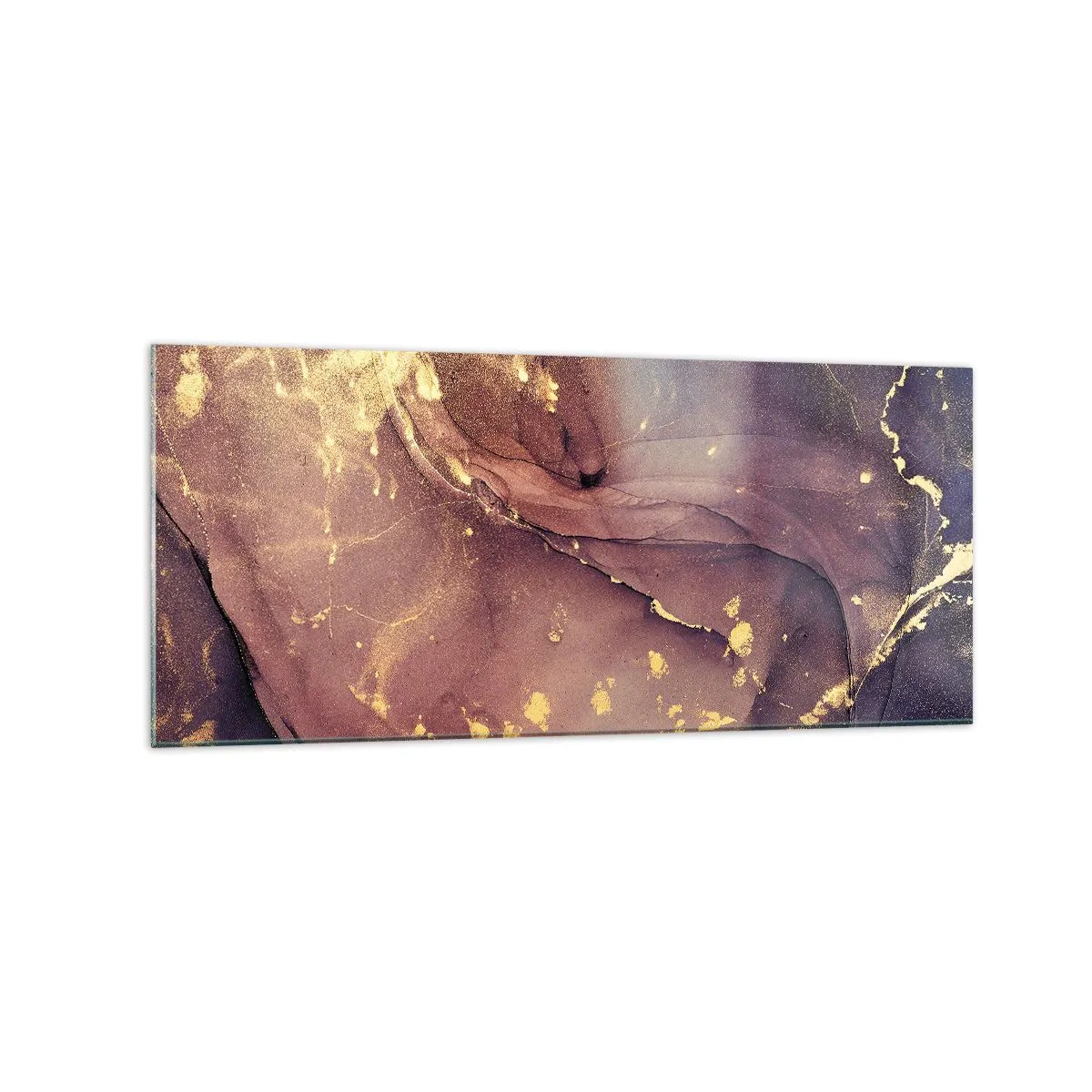 Impression sur verre - Image sur verre - Composition abstraite aux nuances d'or et de violet - 120x50cm - Matière et esprit - Décoration murale moderne pour le salon et la chambre ARTTOR