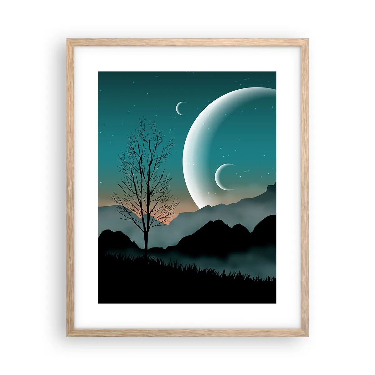 Affiche dans un chêne clair - Poster - Carnaval de la nuit étoilée - 40x50 cm