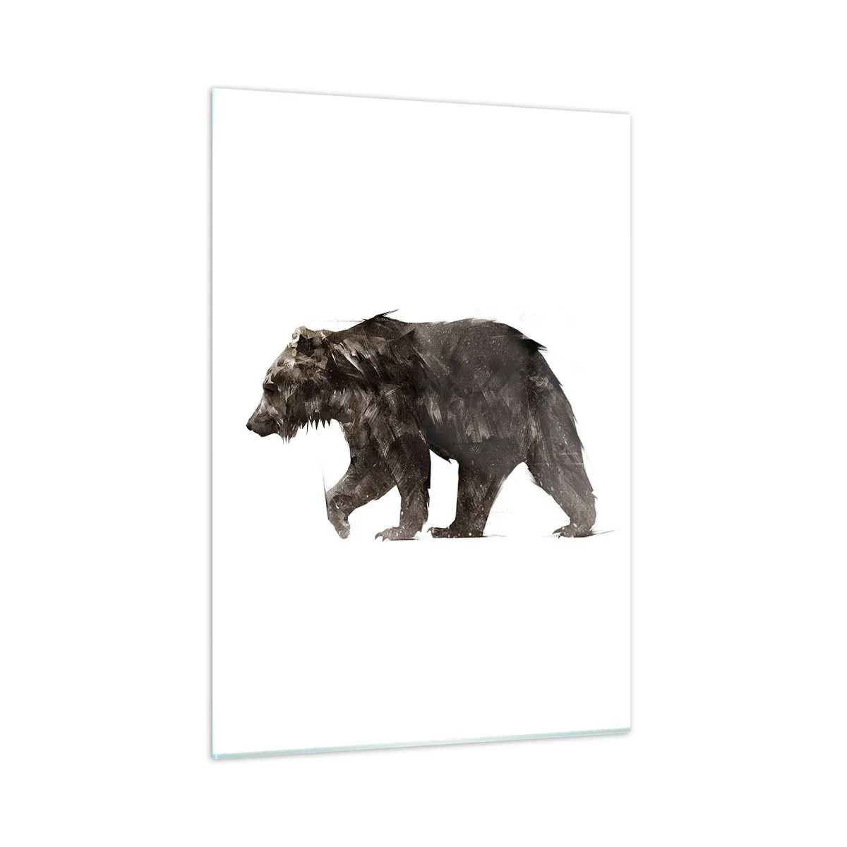 Impression sur verre - Image sur verre - Une représentation artistique d'un ours brun dans des tons de brun et de noir. - 50x70cm - Je porte toujours de la vraie fourrure ! - Décoration murale moderne pour le salon et la chambre ARTTOR