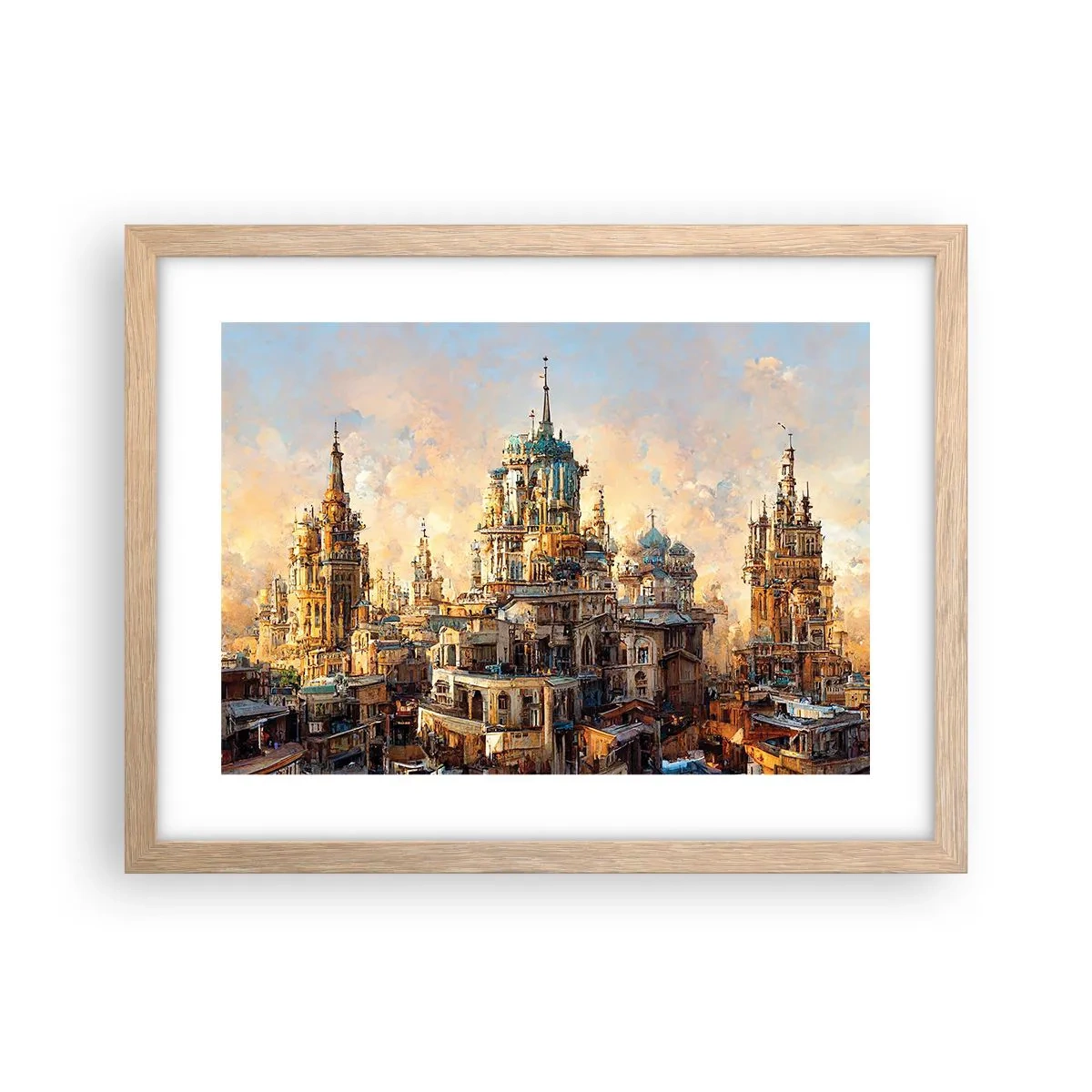 Affiche dans un chêne clair - Poster - Ville des villes - 40x30 cm
