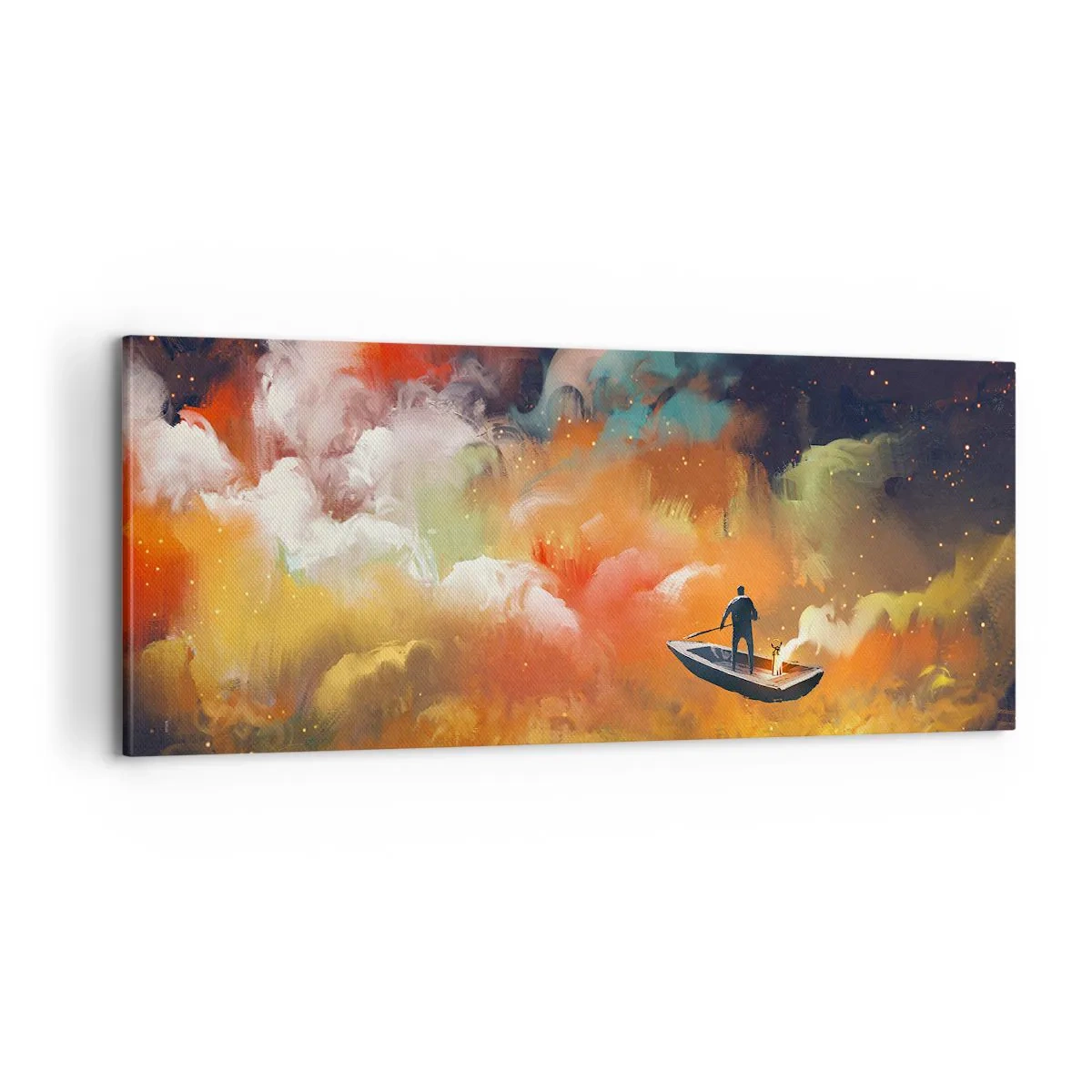 Impression sur toile - Image sur toile - En bateau à travers la galaxie - 100x40 cm