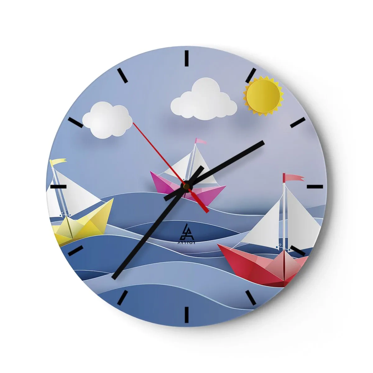 Horloge murale - Pendule murale - Ah qu'il est agréable de se balancer dans les vagues - 40x40 cm