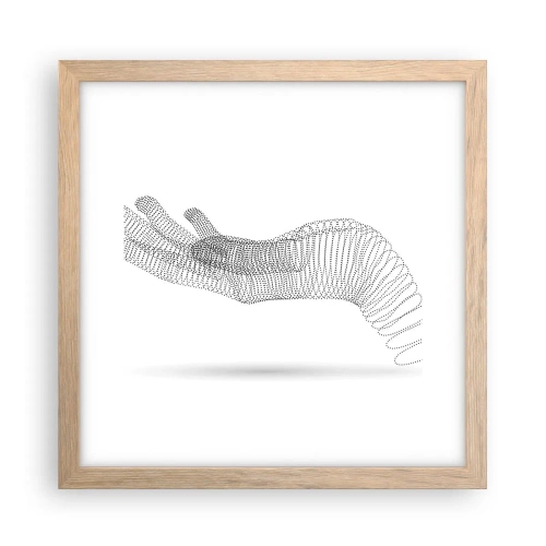 Affiche dans un chêne clair - Poster - La main ressort - 30x30 cm