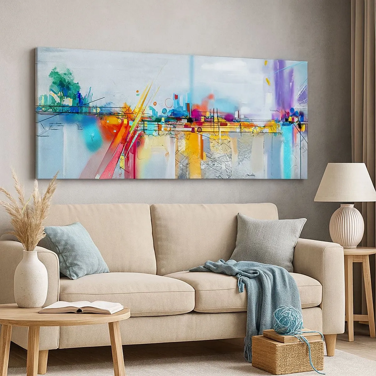 Impression sur toile - Image sur toile - Pont de joie sur le fleuve de la vie - 100x40 cm