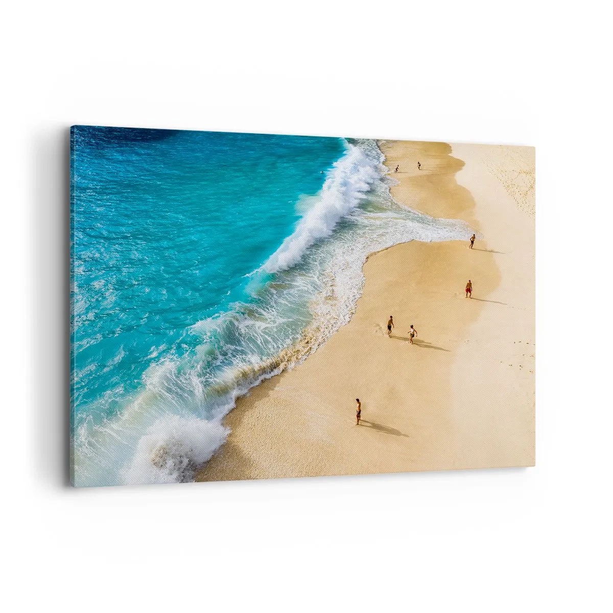 Impression sur toile - Image sur toile - Une plage avec de l'eau turquoise et des gens qui se promènent - 120x80cm - Et ensuite le soleil, la plage… - Décoration murale moderne pour le salon et la chambre ARTTOR