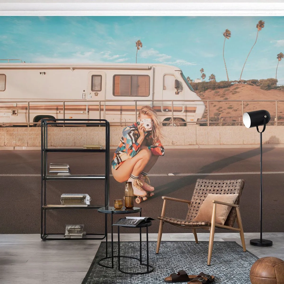 Papier Peint Photo Standard Eco - Souriez s'il-vous-plait! - Paysage, Campeur, Femme - 500x350 cm