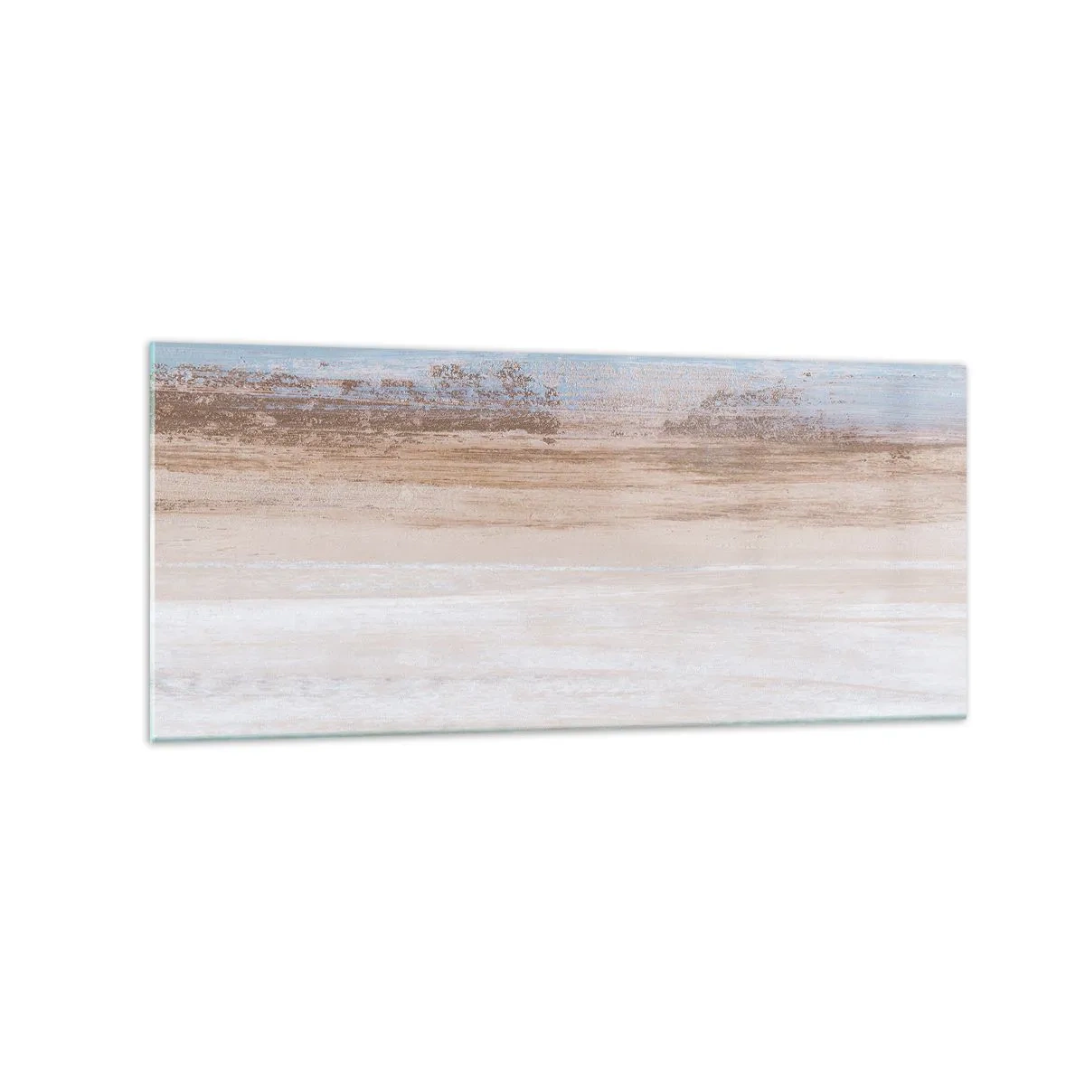 Impression sur verre - Image sur verre - Un paysage subtil aux tons pastel de bleu et de beige - 120x50cm - Paysage ambigu - Décoration murale moderne pour le salon et la chambre ARTTOR