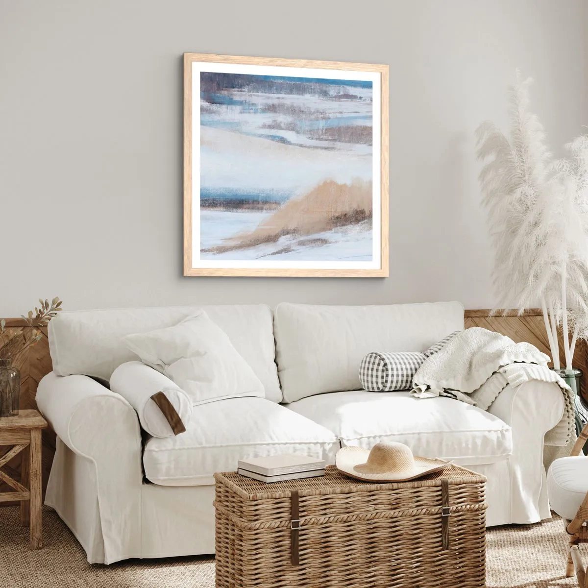 Affiche dans un chêne clair - Poster - Composition hivernale - 40x40 cm