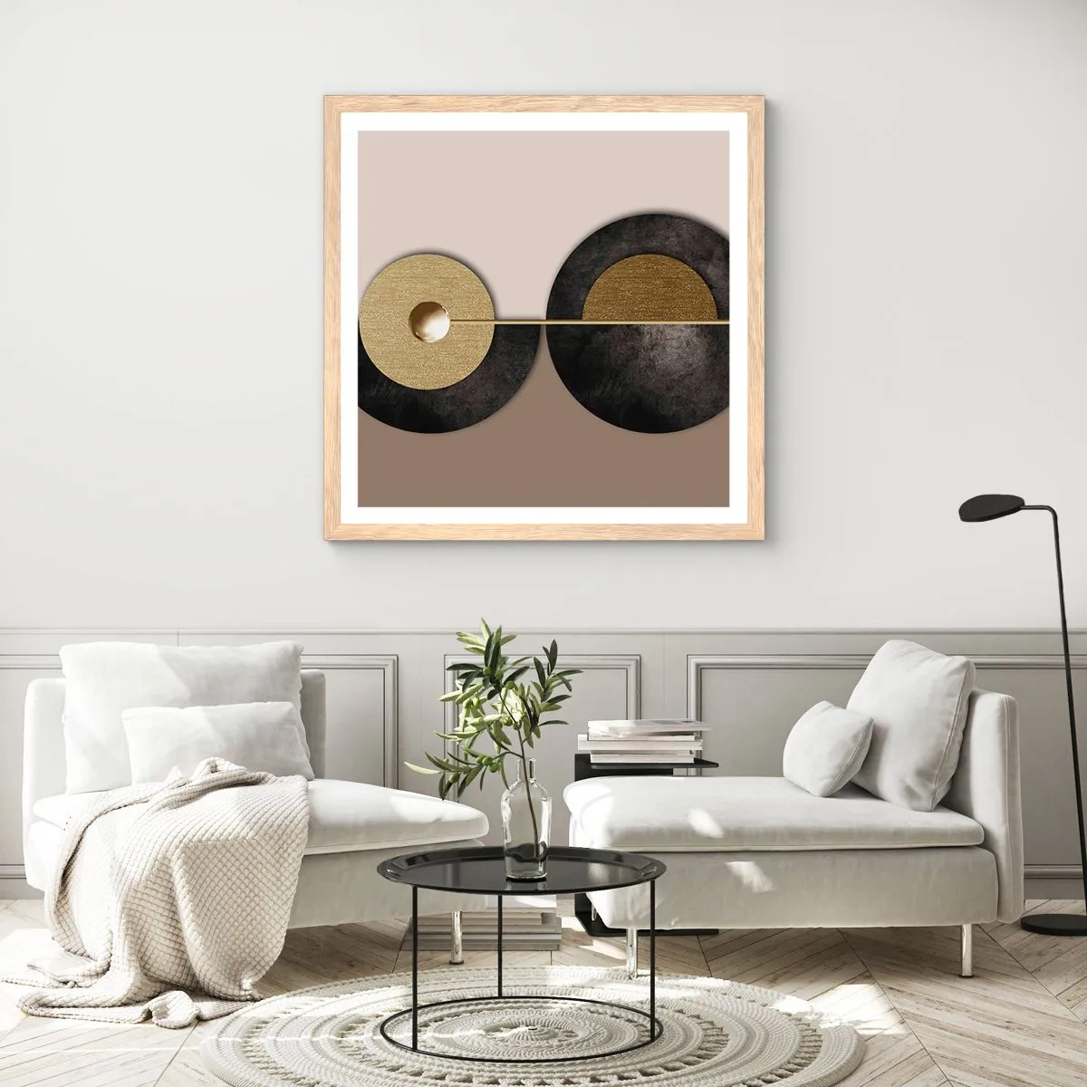 Affiche dans un chêne clair - Poster - Variations autour du cercle - 60x60 cm