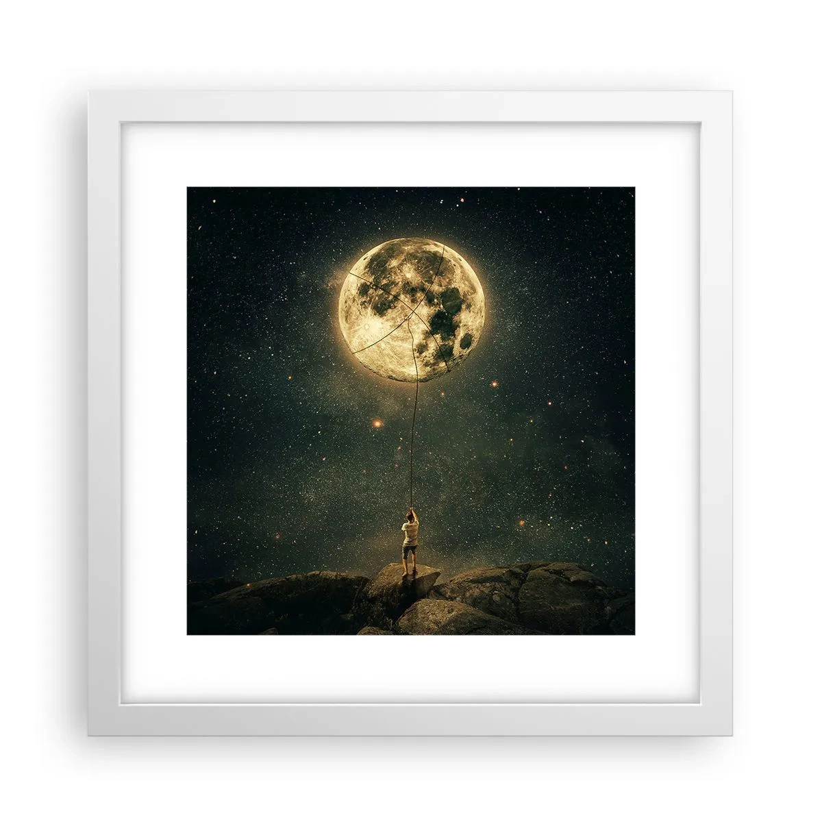 Affiche dans un cadre blanc - Poster - Celui qui a volé la lune - 30x30 cm