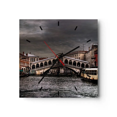 Horloge murale - Pendule murale - Pont du Rialto à Venise sur le Grand Canal, architecture classique. - 30x30cm - Promesse d'une soirée vénitienne - Décoration murale moderne pour le salon et la chambre ARTTOR