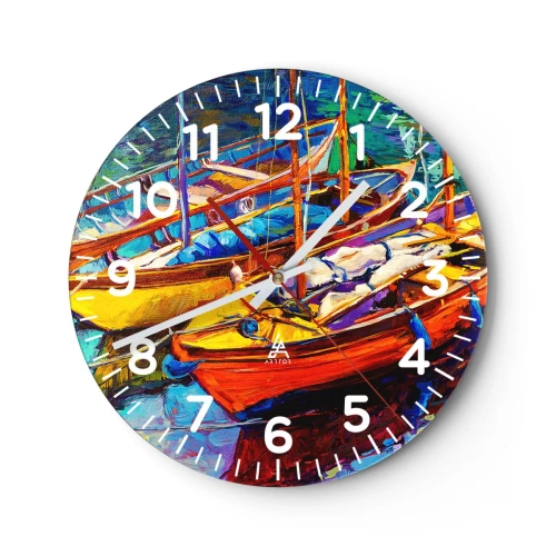 Horloge murale - Pendule murale - Sur l'eau épaisse de couleurs - 40x40 cm