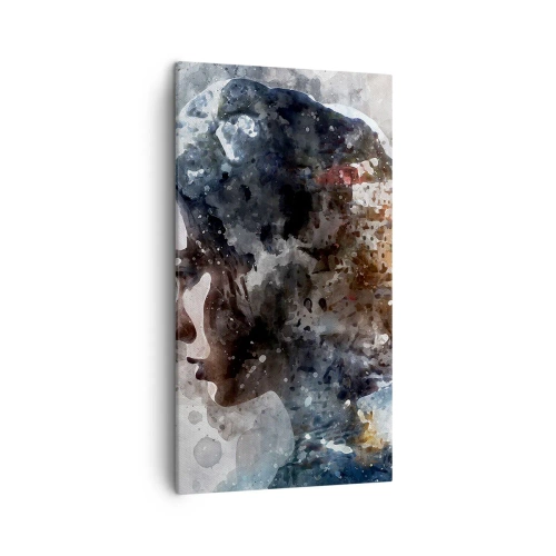 Impression sur toile - Image sur toile - L'histoire d'une fille avec une ville en arrière-plan - 45x80 cm