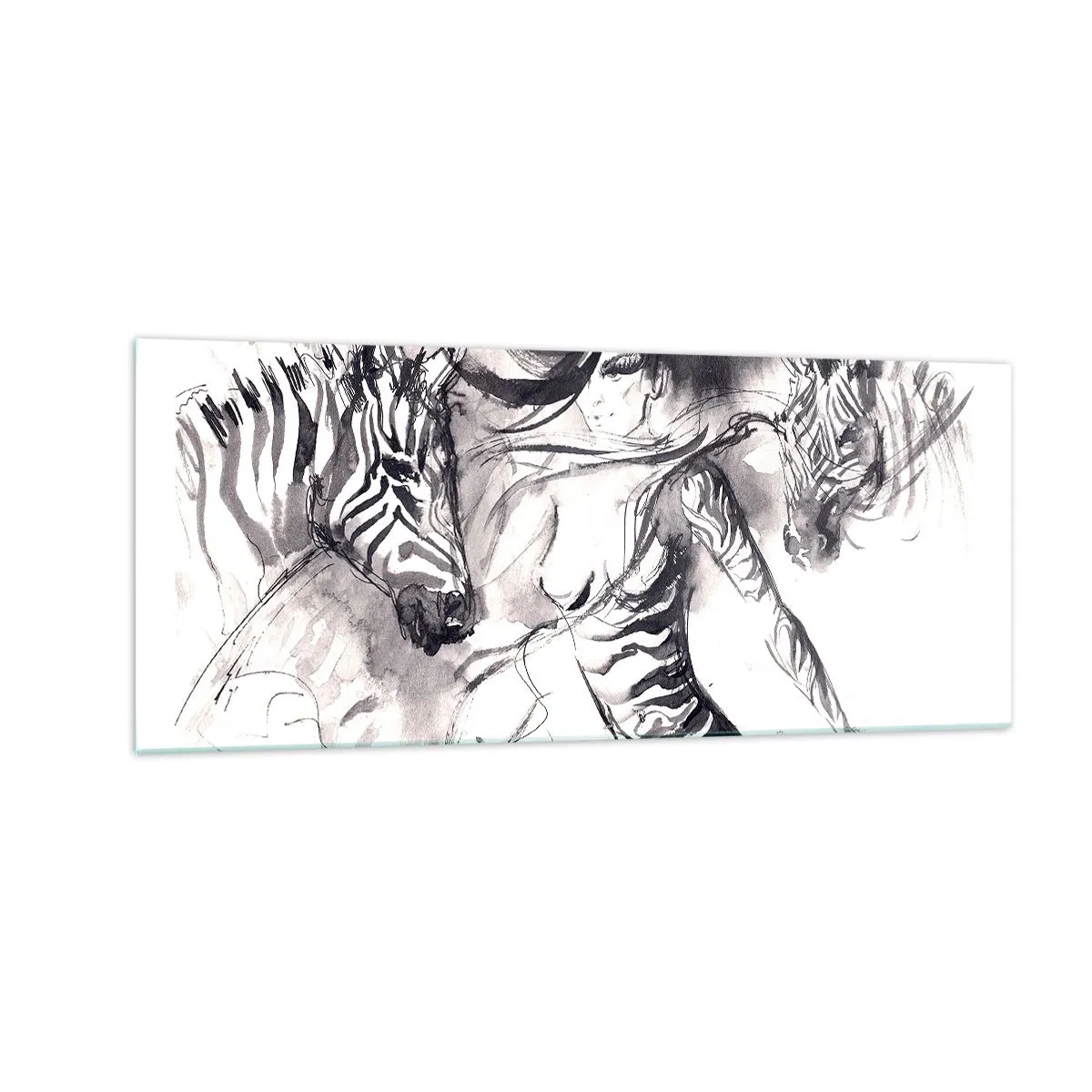 Impression sur verre - Image sur verre - Danse avec les zèbres - 100x40 cm