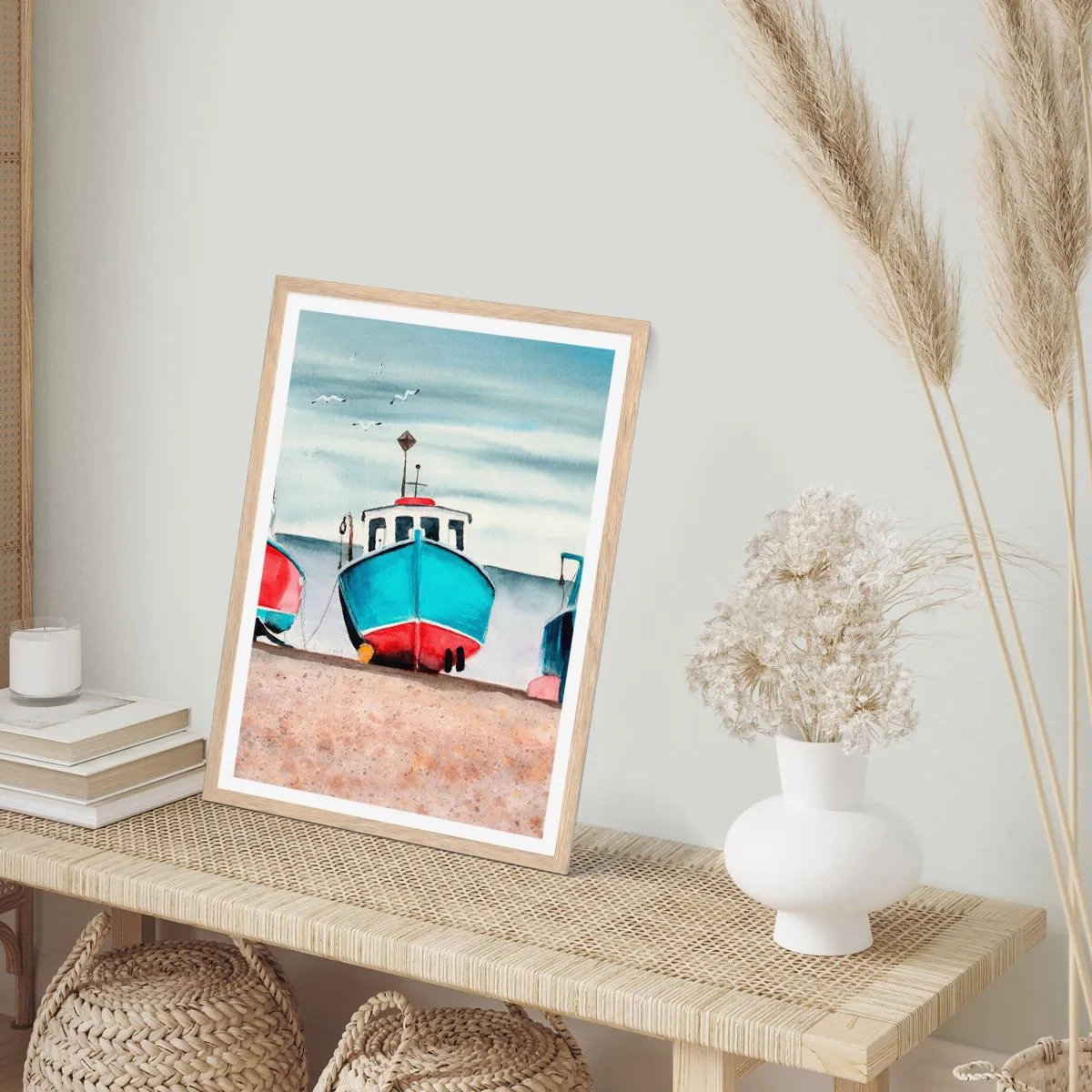 Affiche dans un chêne clair - Poster - Prêt pour la pêche - 70x100 cm